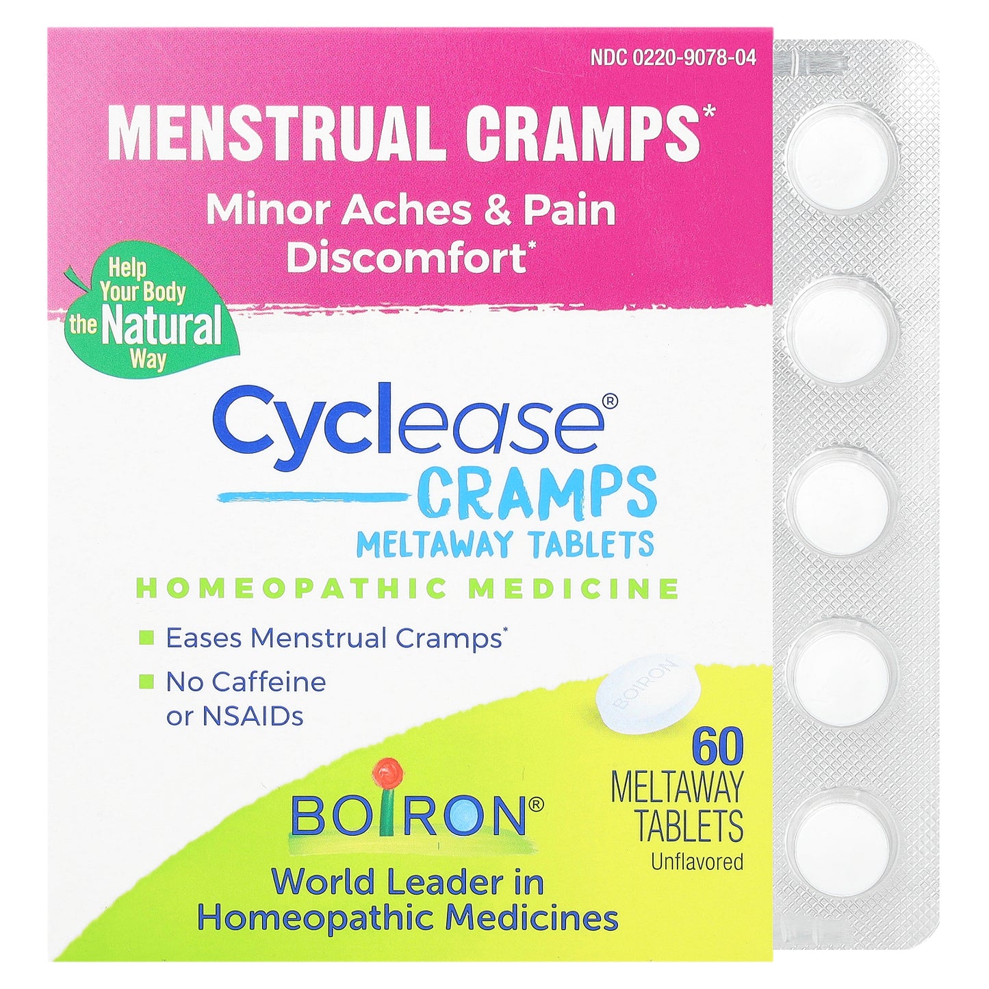 Boiron, Cyclease Cramps, Meltaway Tablets, Unflavored, 60 Meltaway Tablets