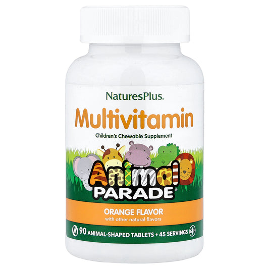 NaturesPlus, Animal Parade, Children's Chewable Multivitamin, Orange, 90 Animal-Shaped Tablets