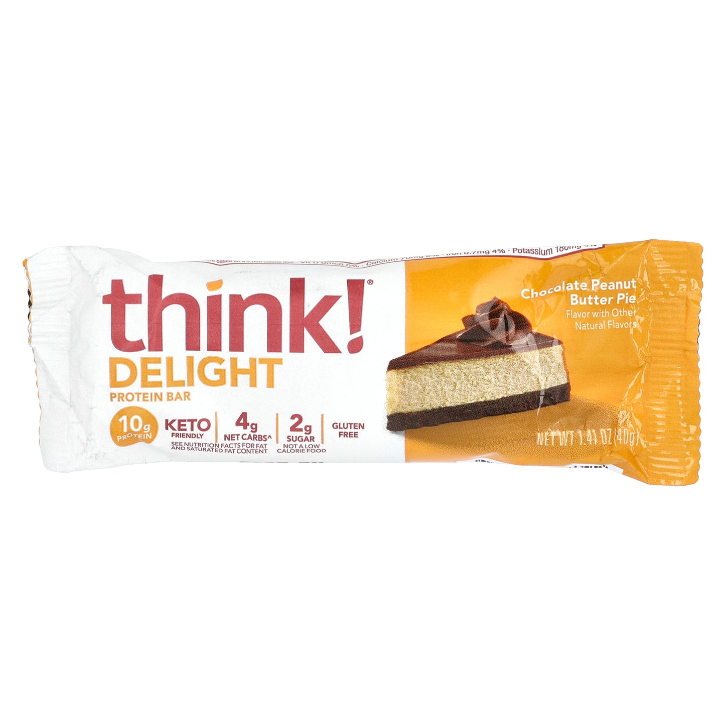 Think !, Delight Protein Bar, Chocolate Peanut Butter Pie , 10 Bars, 1.41 oz (40 g) Each