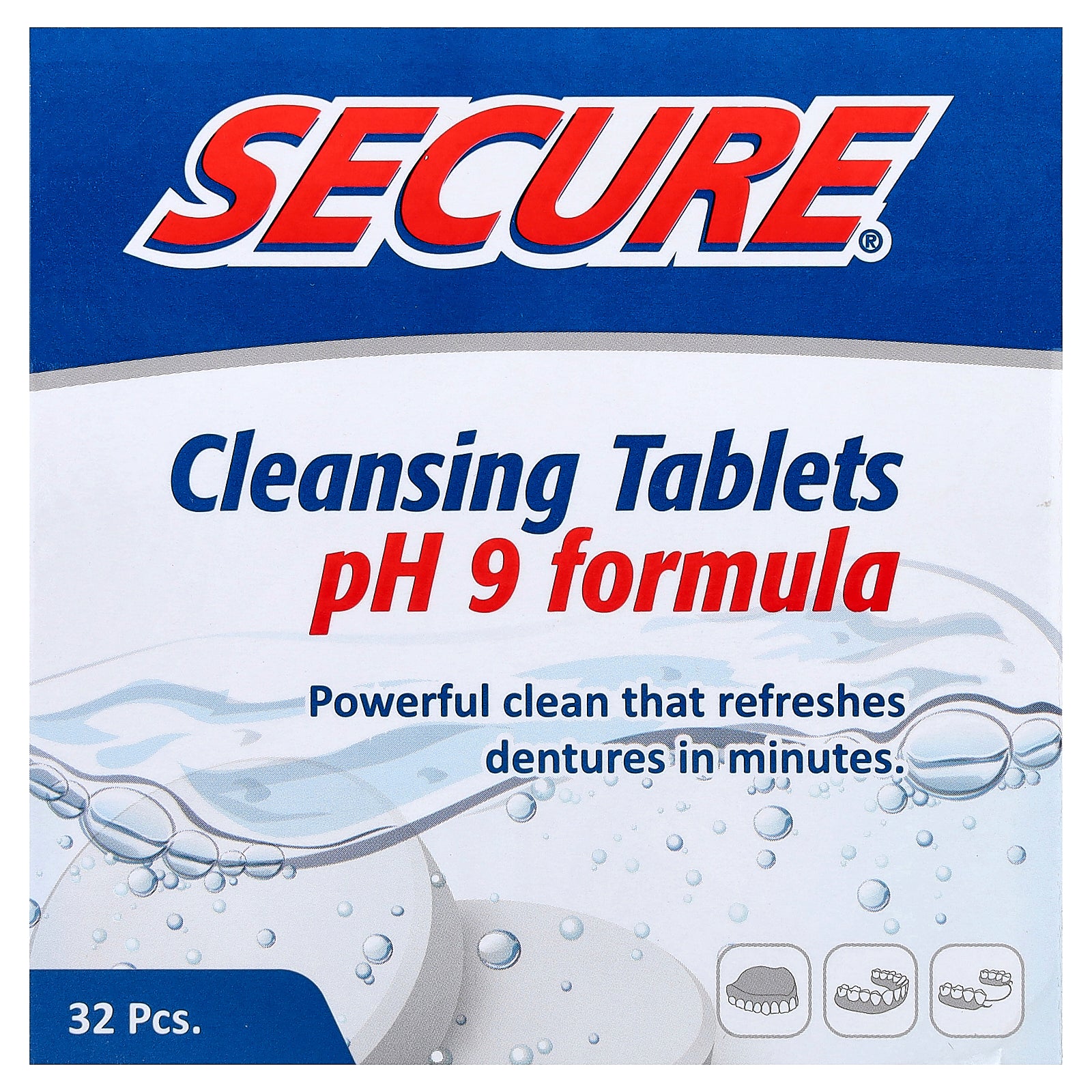 Secure Denture, Cleansing Tablets, pH 9 Formula , 32 Tablets