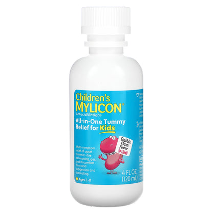 Children's Mylicon, All-in-One Tummy Relief for Kids, Ages 2-11, Bubble Gum, 4 fl oz (120 ml)