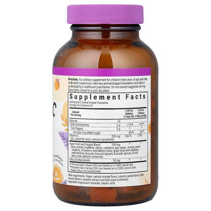 Bluebonnet Nutrition, Rainforest Animalz®, Vitamin C With Bioflavonoids, Orange, 90 Chewables