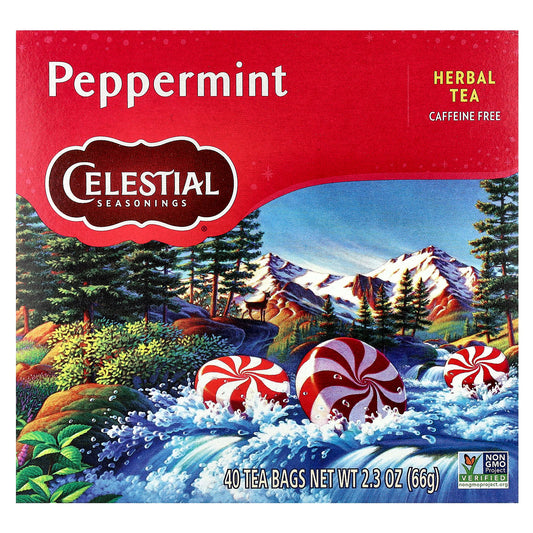 Celestial Seasonings, Herbal Tea, Peppermint, Caffeine Free, 40 Tea Bags, 2.3 oz (66 g)