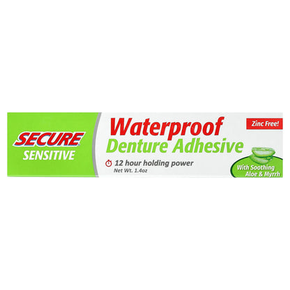 Secure Denture, Waterproof Denture Adhesive, Sensitive, 1.4 oz