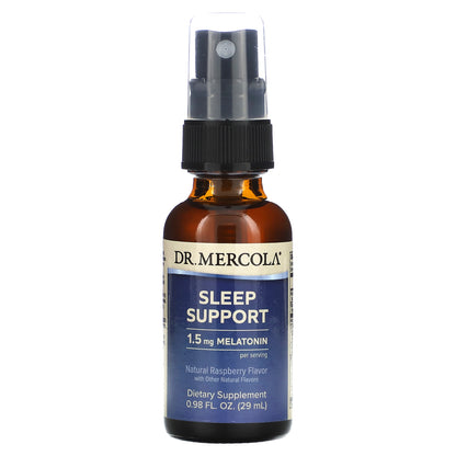Dr. Mercola, Sleep Support with Melatonin, Natural Raspberry, 0.98 fl oz (29 ml)