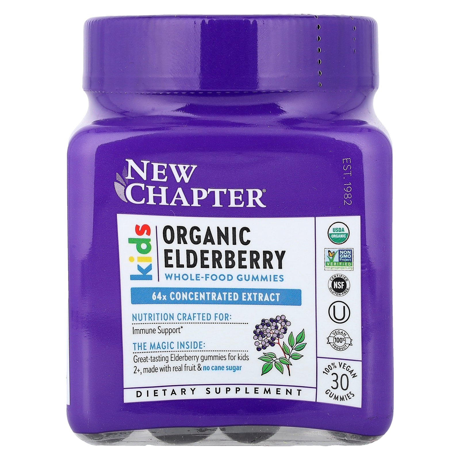 New Chapter, Kids, Organic Elderberry Whole-Food Gummies, Ages 2+, 30 Vegan Gummies