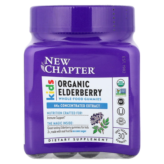 New Chapter, Kids, Organic Elderberry Whole-Food Gummies, Ages 2+, 30 Vegan Gummies