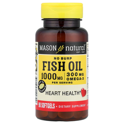 Mason Natural, No Burp Fish Oil, 90 Softgels (500 mg per Softgel)