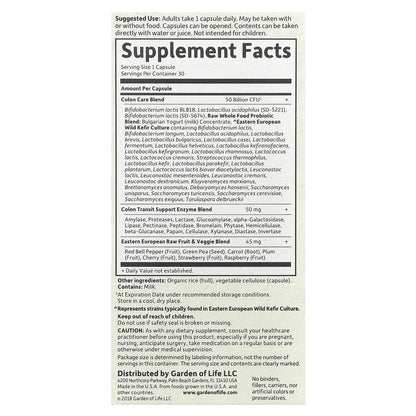 Garden of Life, RAW Probiotics, Colon Care, Shelf-Stable, 30 Vegetarian Capsules
