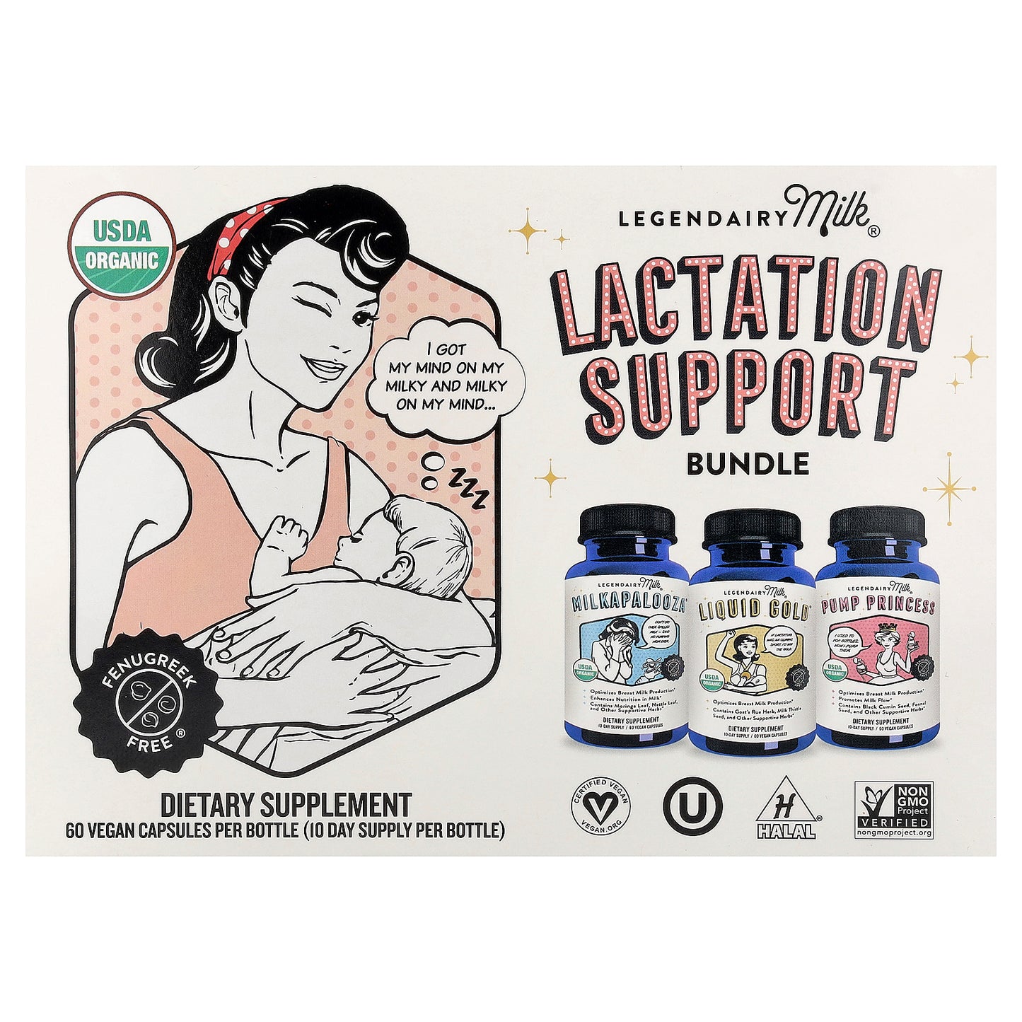 Legendairy Milk, Lactation Support Bundle, 3 Bottles, 60 Vegan Capsules Each