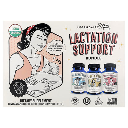 Legendairy Milk, Lactation Support Bundle, 3 Bottles, 60 Vegan Capsules Each