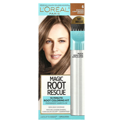 L'Oréal, Magic Root Rescue, 10 Minute Root Coloring Kit, 6 Light Brown, 1 Application