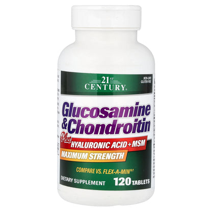 21st Century, Glucosamine & Chondroitin Plus Hyaluronic Acid + MSM, 120 Tablets