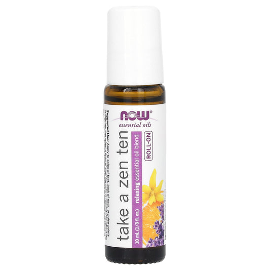 NOW Foods, Essential Oils, Roll On, Take a Zen Ten, 1/3 fl oz (10 ml)