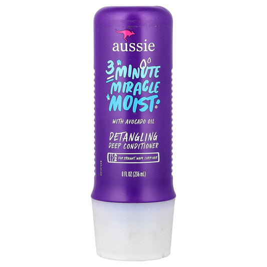 Aussie, 3 Minute Miracle Moist, Detangling Deep Conditioner, For Straight, Wavy, Curly Hair, 8 fl oz (236 ml)