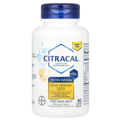 Citracal, Calcium Supplement, Slow Release 1200 + D3, 80 Coated Tablets