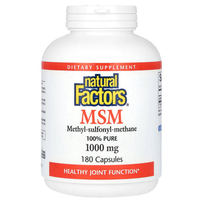 Natural Factors, MSM, Methyl-Sulfonyl-Methane, 1,000 mg, 180 Capsules