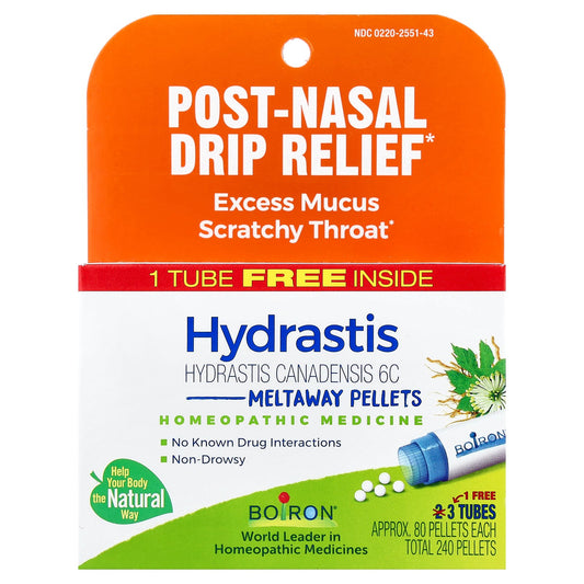 Boiron, Hydrastis Meltaway Pellets , 3 Tubes, 80 Pellets Each