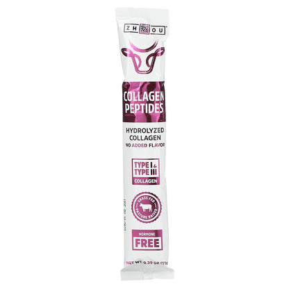 Zhou Nutrition, Collagen Peptides, Hydrolyzed Collagen, Unflavored, 15 Stix, 0.39 oz (11 g) Each