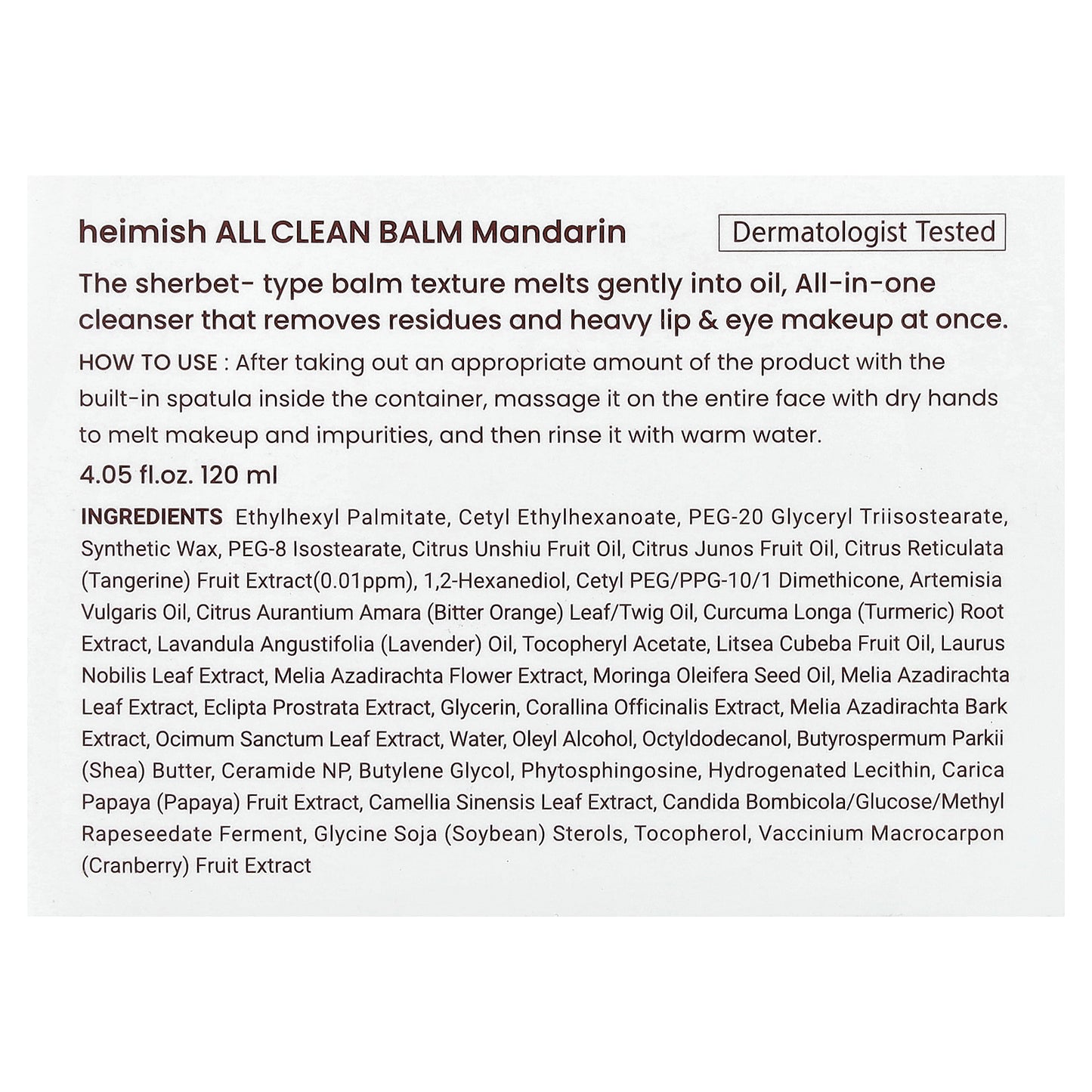 Heimish, All Clean Balm, Mandarin, 4.05 fl oz (120 ml)
