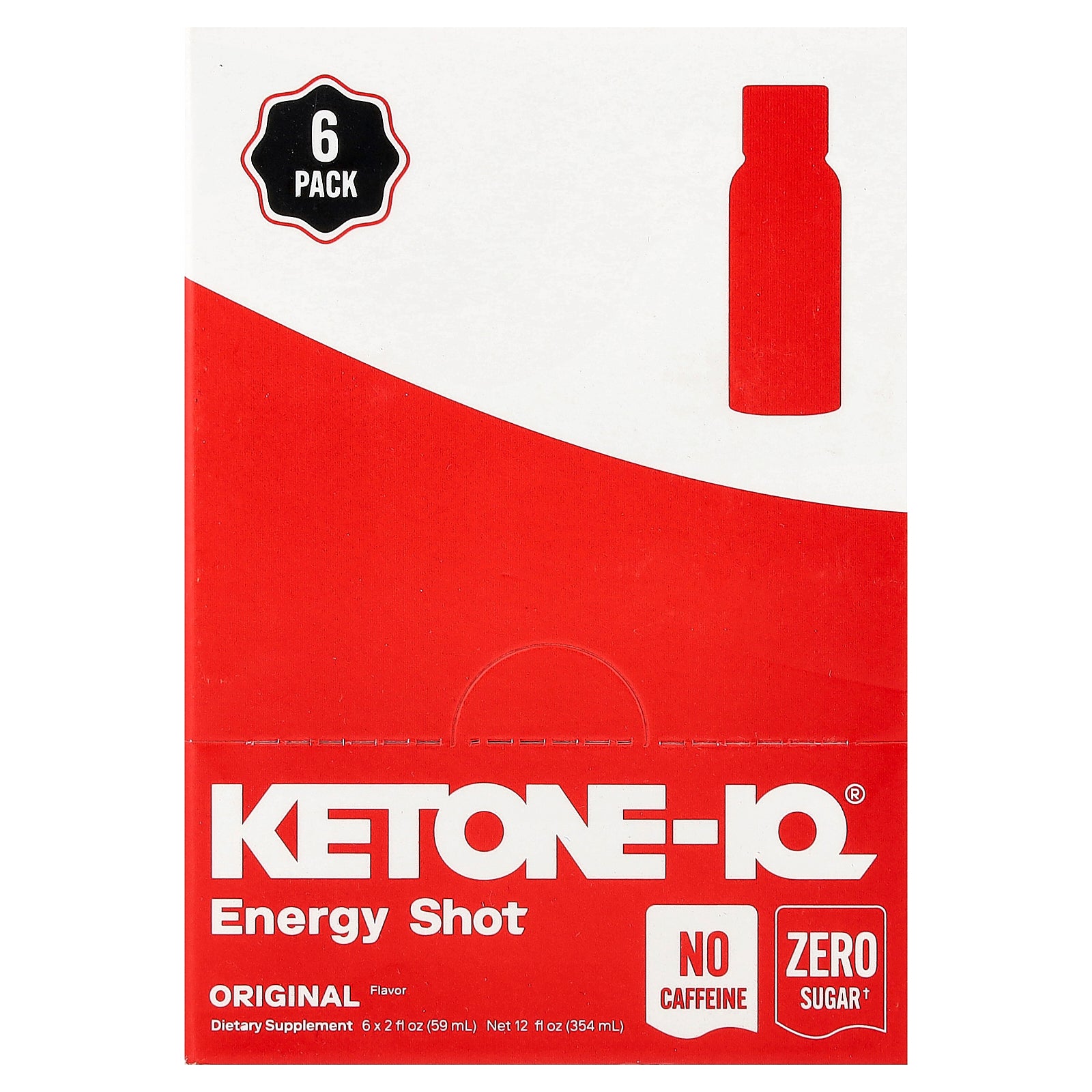 Ketone-IQ, Energy Shot, Original, Caffeine Free, 6 Bottles, 2 fl oz (59 ml) Each
