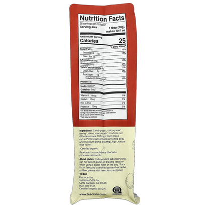 Teeccino, Mushroom Herbal 'Coffee', Organic Lion's Mane Rhodiola, Medium Roast, Caffeine Free, 10 oz (284 g)