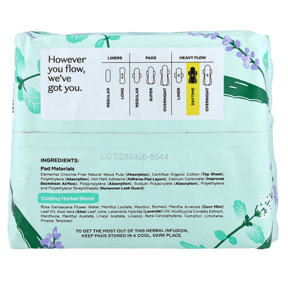 The Honey Pot Company, 100% Organic Cotton Cover Heavy Flow, Daytime Pads, 16 Count
