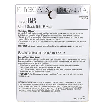 Physicians Formula, Super BB, All-in-1 Beauty Balm Powder, 7836 Light/Medium, 0.29 oz (8.3 g)