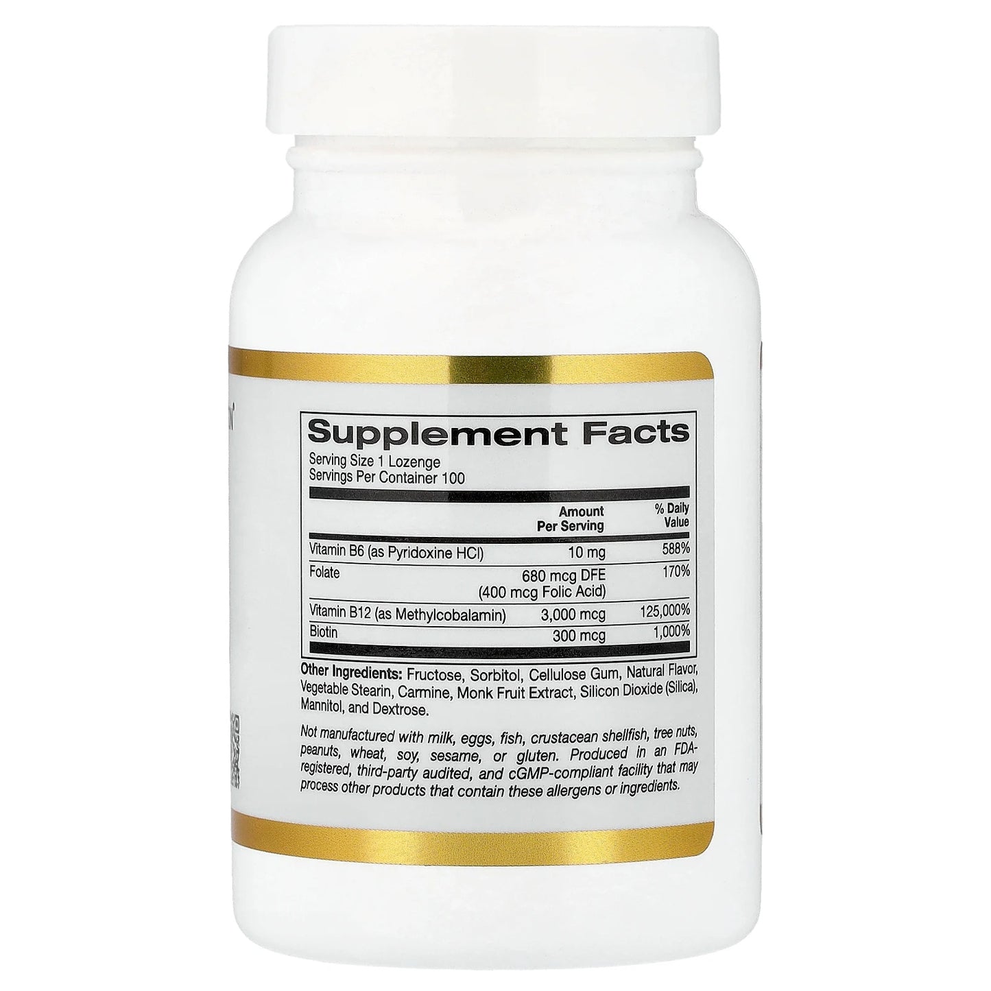 California Gold Nutrition, Methyl B12 Complex with Folate, Biotin and Vitamin B6, Cherry, 100 Lozenges