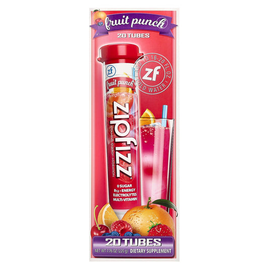 Zipfizz, Energy Drink Mix, Fruit Punch, 20 Tubes, 0.39 oz (11 g) Each