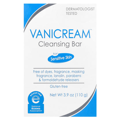 Vanicream, Cleansing Bar, For Sensitive Skin, Fragrance Free, 3.9 oz (110 g)