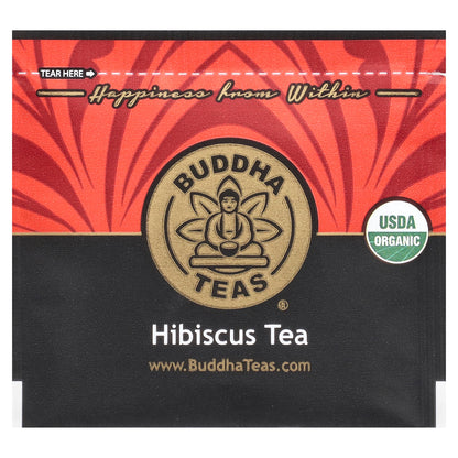 Buddha Teas, Organic Herbal Tea, Hibiscus, Caffeine Free, 18 Tea Bags, 0.96 oz (27 g)