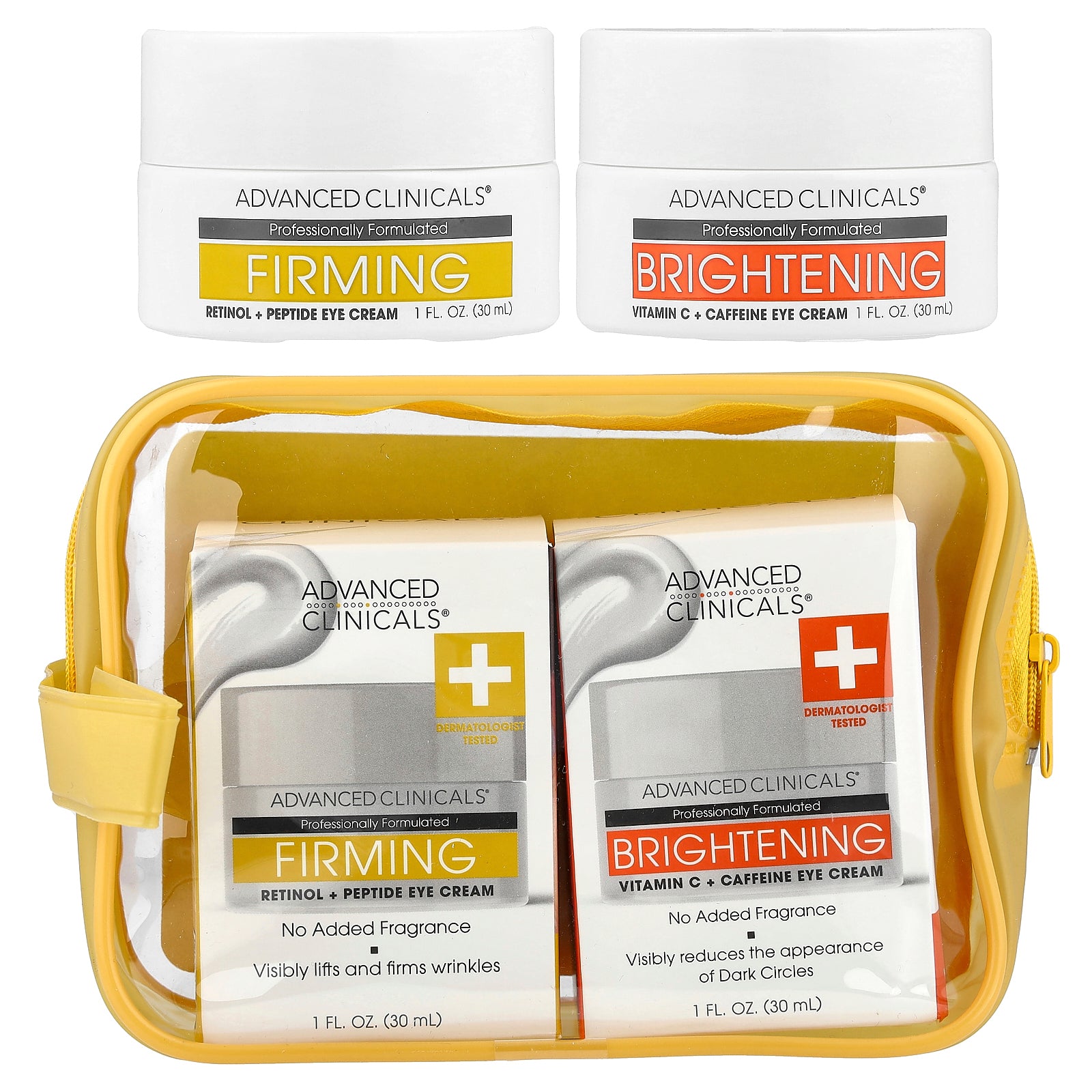 Advanced Clinicals, Eye Cream, Firming & Brightening, 2 Piece Set