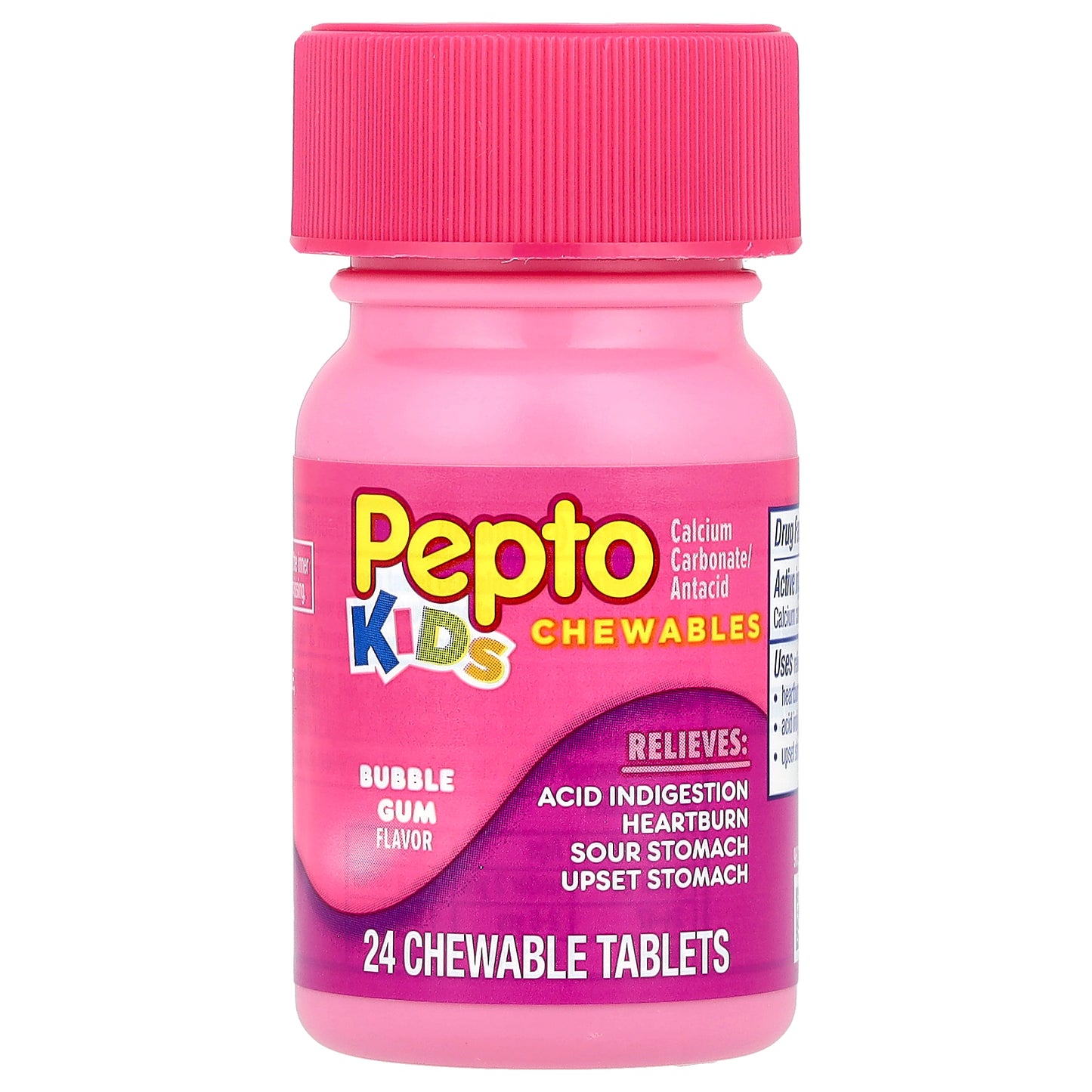 Pepto Bismol, Kids, Pepto Chewables, Bubble Gum,  24 Chewable Tablets