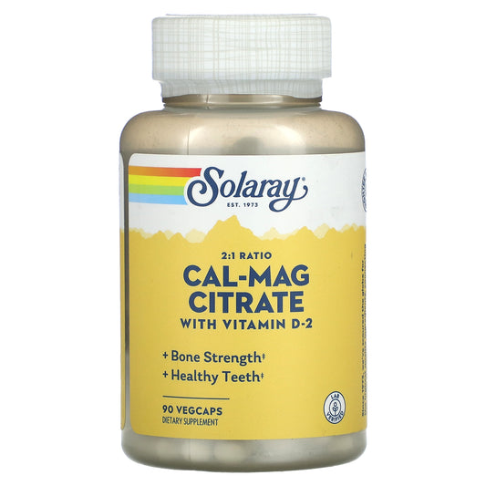 Solaray, Cal-Mag Citrate with Vitamin D-2, 2:1 Ratio, 90 VegCaps