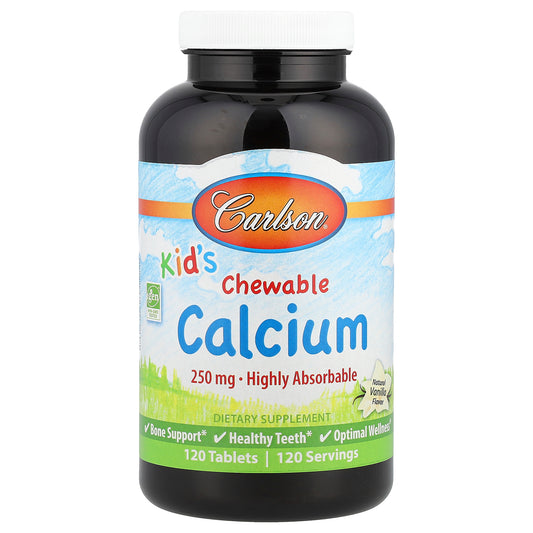 Carlson, Kid's, Chewable Calcium, Natural Vanilla, 250 mg, 120 Tablets
