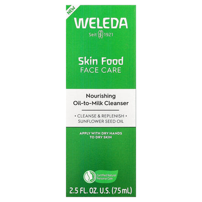 Weleda, Skin Food Face Care, Nourishing Oil-To-Milk Cleanser, 2.5 fl oz (75 ml)