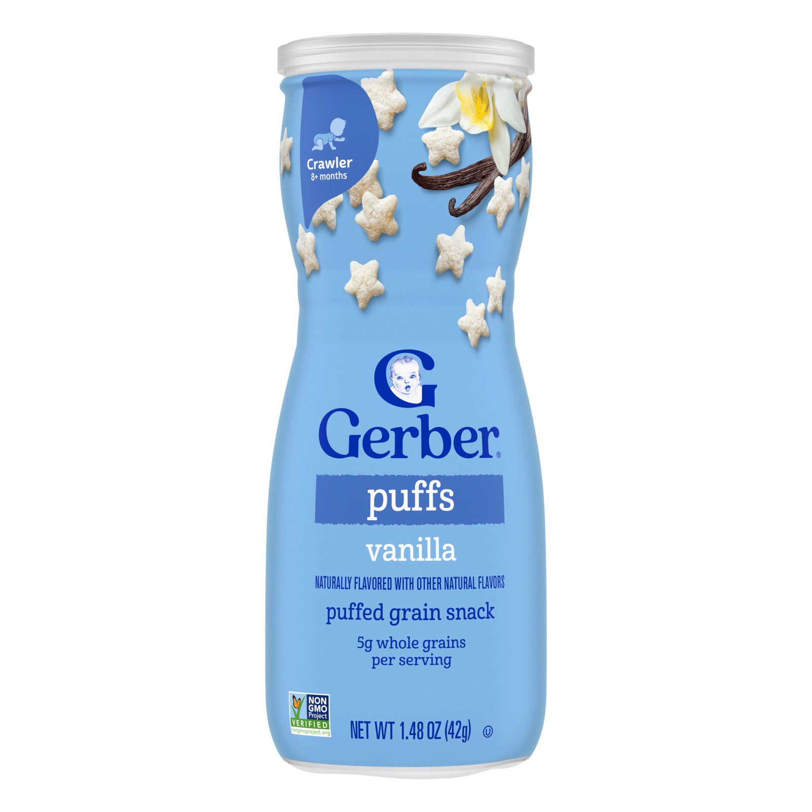 Gerber, Puffs, Puffed Grain Snack, 8+ Months, Vanilla, 1.48 oz (42 g)