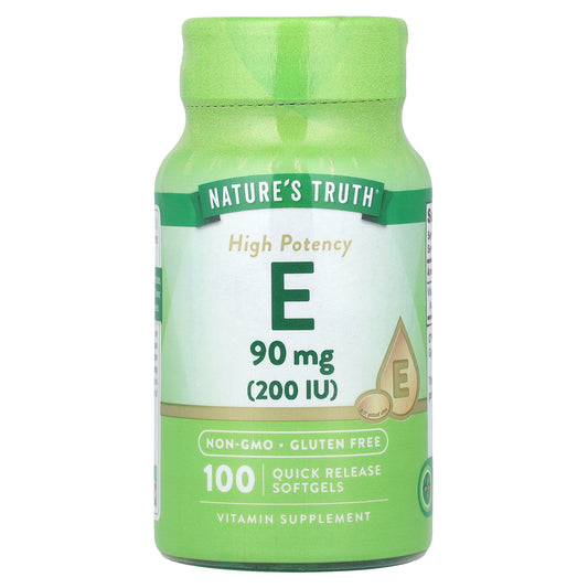 Nature's Truth, Vitamin E, High Potency, 90 mg (200 IU), 100 Quick Release Softgels