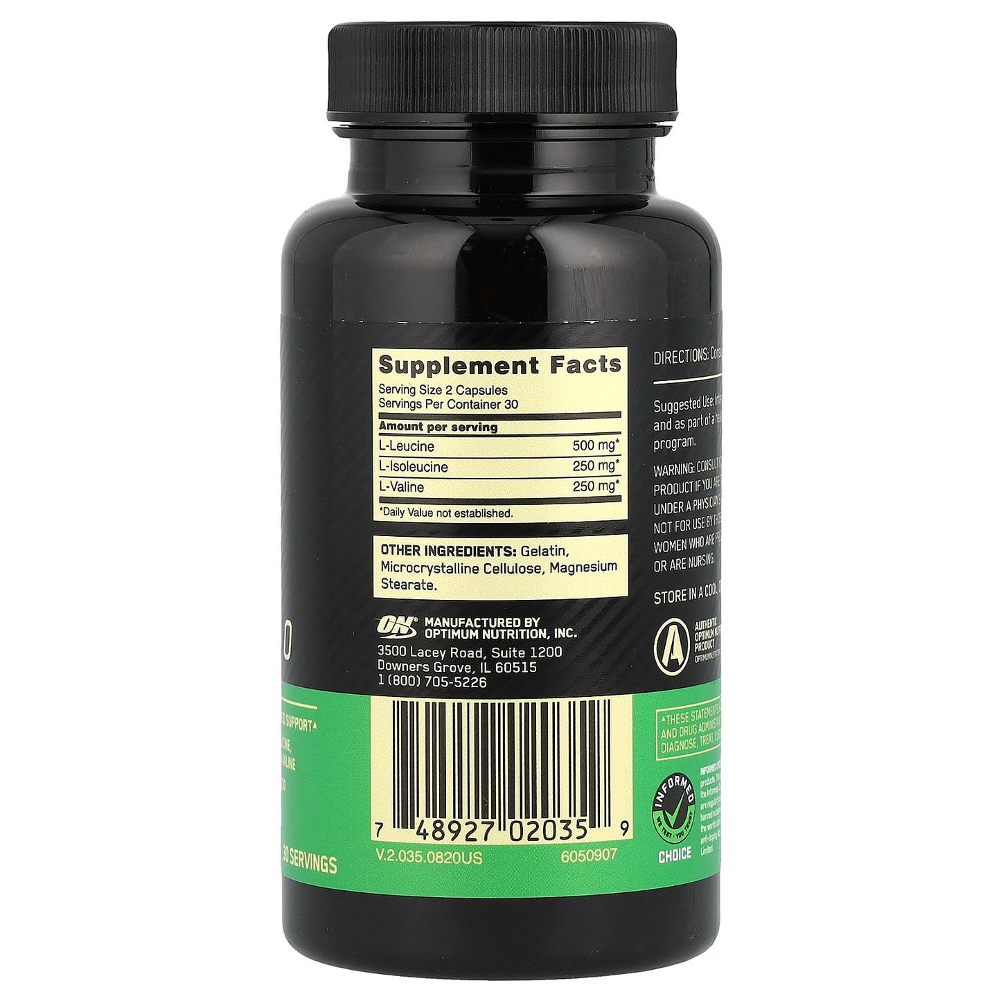 Optimum Nutrition, BCAA 1000, 60 Capsules (500 mg per Capsule)