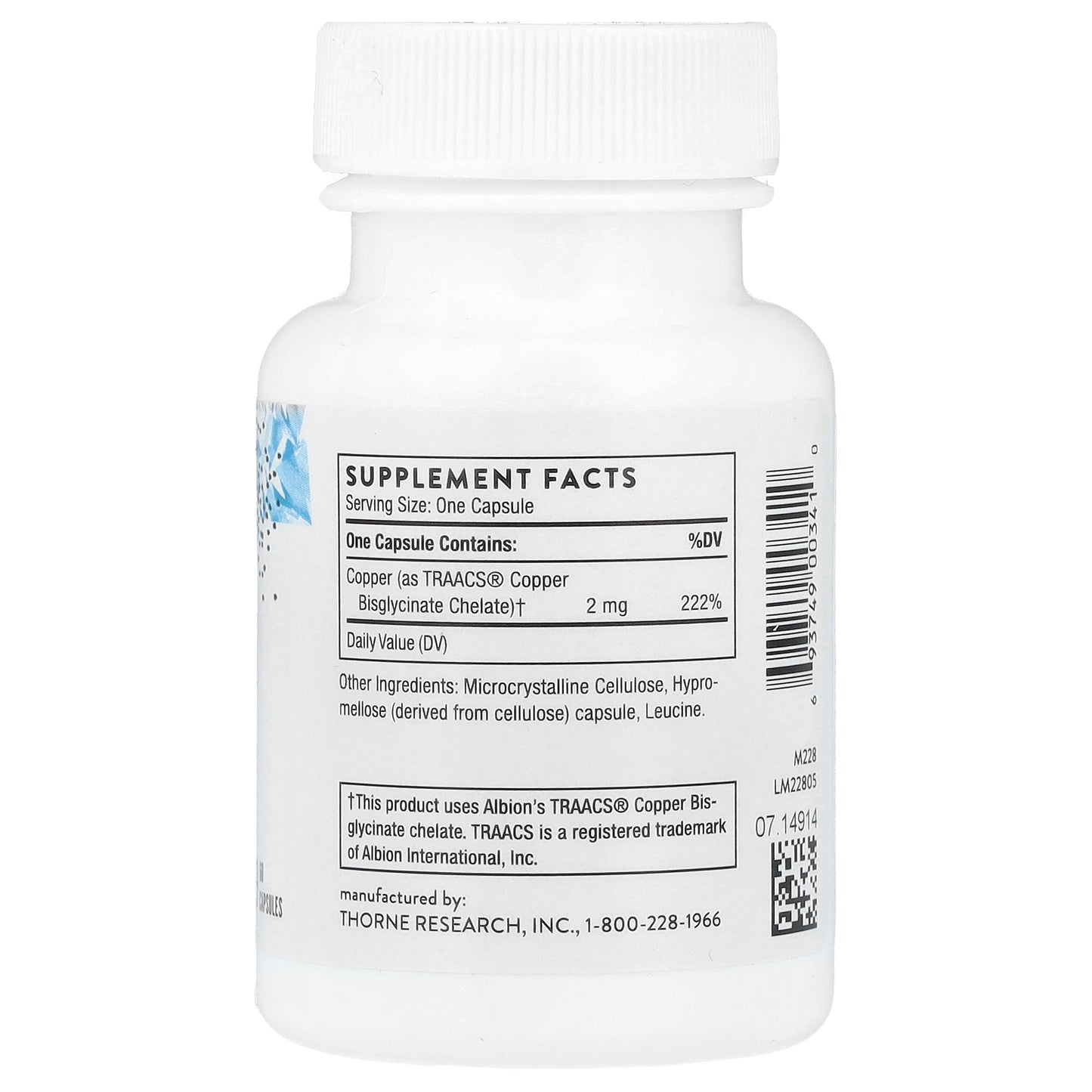 Thorne, Copper Bisglycinate, 60 Capsules (2 mg per Capsule)