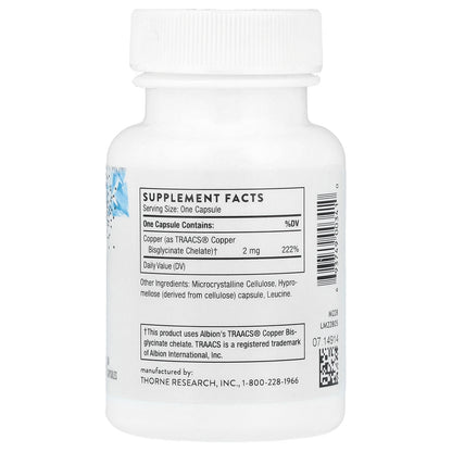 Thorne, Copper Bisglycinate, 60 Capsules (2 mg per Capsule)