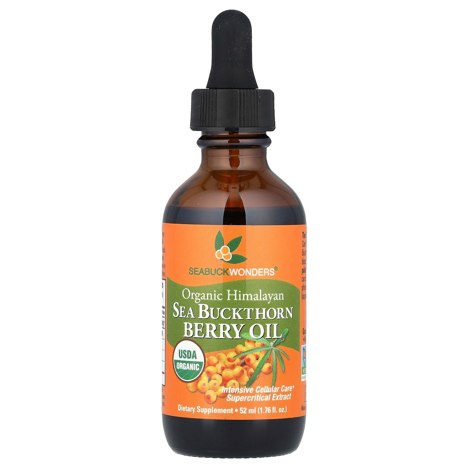 SeaBuckWonders, Organic Himalayan Sea Buckthorn Berry Oil, 1,000 mg, 1.76 fl oz (52 ml)