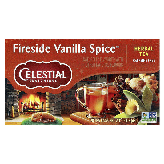 Celestial Seasonings, Herbal Tea, Fireside Vanilla Spice™, Caffeine Free, 20 Tea Bags 1.5 oz (43 g)