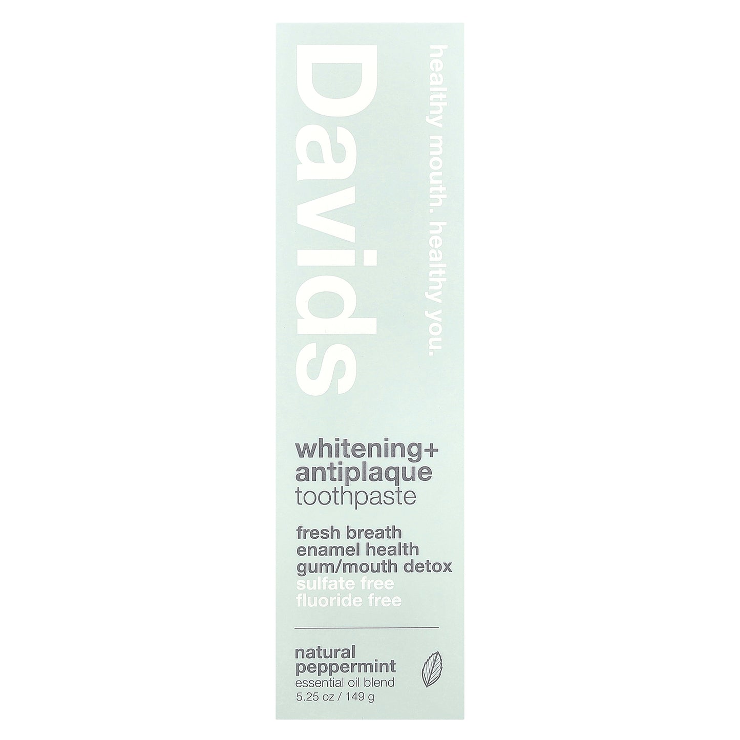 Davids, Whitening + Antiplaque Toothpaste, Natural Peppermint, 5.25 oz (149 g)