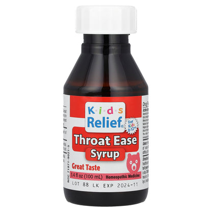 Homeolab USA, Kid's Relief®, Throat Ease Syrup, 0-12 Yrs, 3.4 fl oz (100 ml)