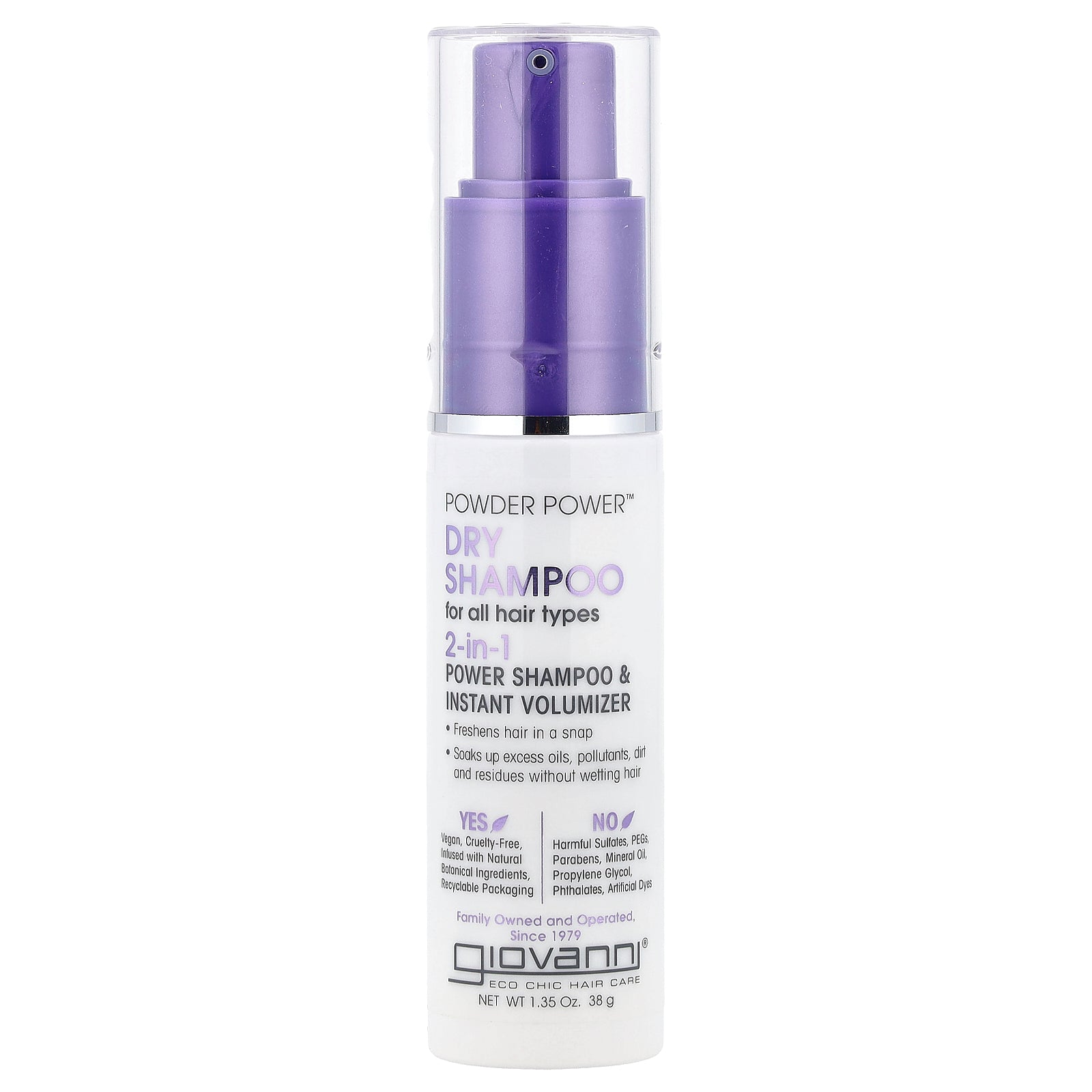 Giovanni, Powder Power™ Dry Shampoo, 2-in-1 Power Shampoo & Instant Volumizer, For All Hair Types, 1.35 oz (38 g)