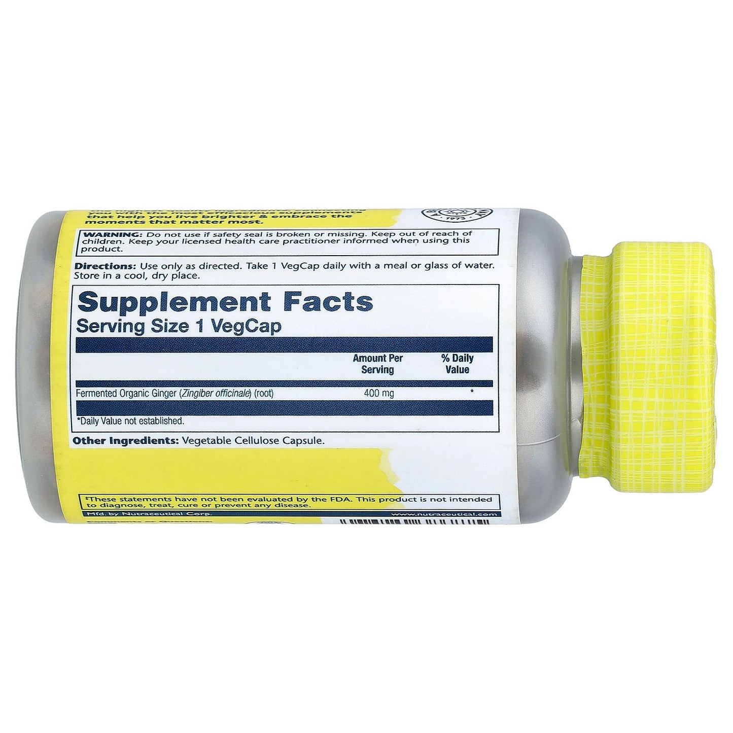 Solaray, Fermented Ginger, 400 mg, 100 VegCaps