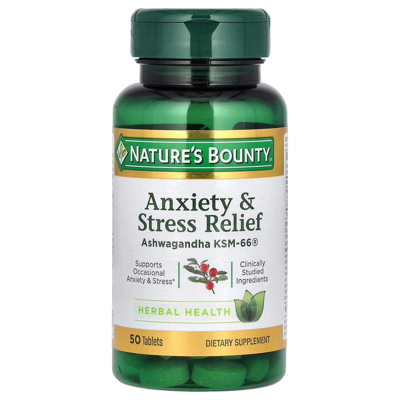 Nature's Bounty, Anxiety & Stress Relief, Ashwagandha KSM-66, 50 Tablets