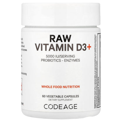 Codeage, Raw Vitamin D3+, 60 Vegetable Capsules
